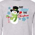 thumbnail image 4 of Inktastic Just Chillin' This Christmas Fun Snowman in Top Hat Long Sleeve Youth T-Shirt, 4 of 5