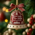 thumbnail image 4 of United States 250Th Anniversary Bell Ornament,Commemorative Doorbell Ornament Of U.S. 250Th,2D Vintage Christmas Ornaments,Acrylic Hanging Bell For Christmas Tree Decorations(Red), 4 of 4