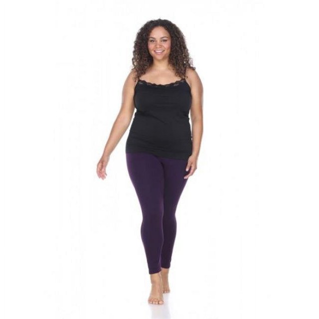 White Mark Universal PS208-07 Stretch Solid Womens Leggings, Purple - One Size