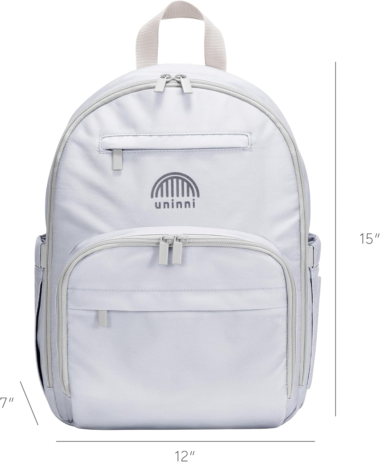 uninni Diaper Baby Bag Backpack for Moms and Dads with Baby Boys and Girls, Portable Changing Pad, Removable Pacifier Case - Grey, 15"