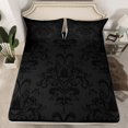 thumbnail image 2 of jejeloiu Retro Damask Print Queen Sheet Sets,Spooky Halloween Castle Flat Sheet,Purple Baroque Flower Queen Fitted Sheet For Men Women,Luxury Bedroom Decor,4-Piece, 2 of 7