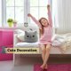 thumbnail image 3 of Juguetes de peluche de animales de peluche para gatos, almohada de peluche de gato gris lindo de 12 pulgadas, diseño de forma de gato suave en 3D, cojín lumbar para la espalda, juguete de peluche para niños, cumpleaños, regalos de Navidad Rojo Verde, 3 of 6