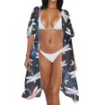 thumbnail image 3 of HELLHERO Polyester Bathing Suit Cover Up for Beach One Size Free Size Long Kimono Cover Ups for Swimwear Women Dragonflies Starlit Night, 3 of 6