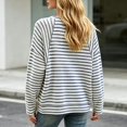 thumbnail image 4 of T Shirts for Women Graphic Loose Versatile Long Sleeve Crew Neck Striped Print Top Everyday Wear Womens Graphic Tees L, 4 of 5