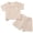 Beige, variant on HCNTES Toddler Boy Knit Outfit Stripe Knit Pocket Short Sleeve Tee and Shorts for Daily Wear Toddler Boy Summer Clothes