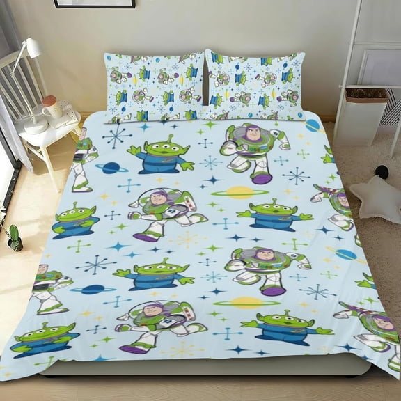 3 Piece Comforter Cover Set For Buzz Lightyear Bedding Set Cute Duvet Cover Sets Super Soft For Teens Kids Bedroom Gifts,1 Duvet Cover with 2 Pillowcases Twin