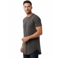 thumbnail image 2 of Allsense Men's Hipster Long T-Shirt - Drop-Cut Curved Hem Tee, Cool Grey, Large, 2 of 3