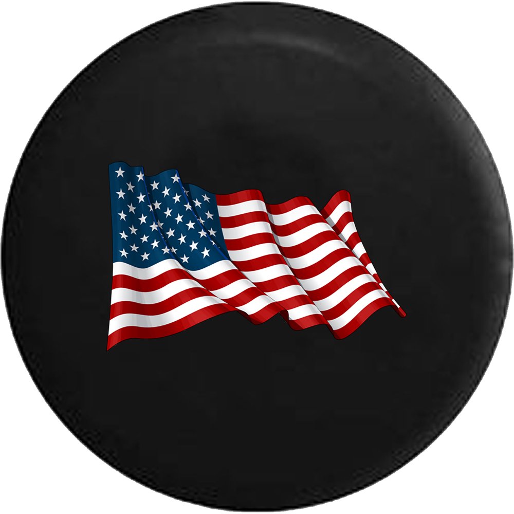 Waving American Flag Patriotic Pride Spare Tire Cover for Jeep RV 33