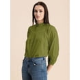 thumbnail image 5 of Moomaya Womens Solid Top, Mandarin Collar, Cotton Shirt Top, 5 of 8