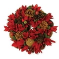 thumbnail image 2 of Northlight 10" Unlit Ornaments with Glittered Pine Cone Red Floral Artificial Christmas Wreath, 2 of 2