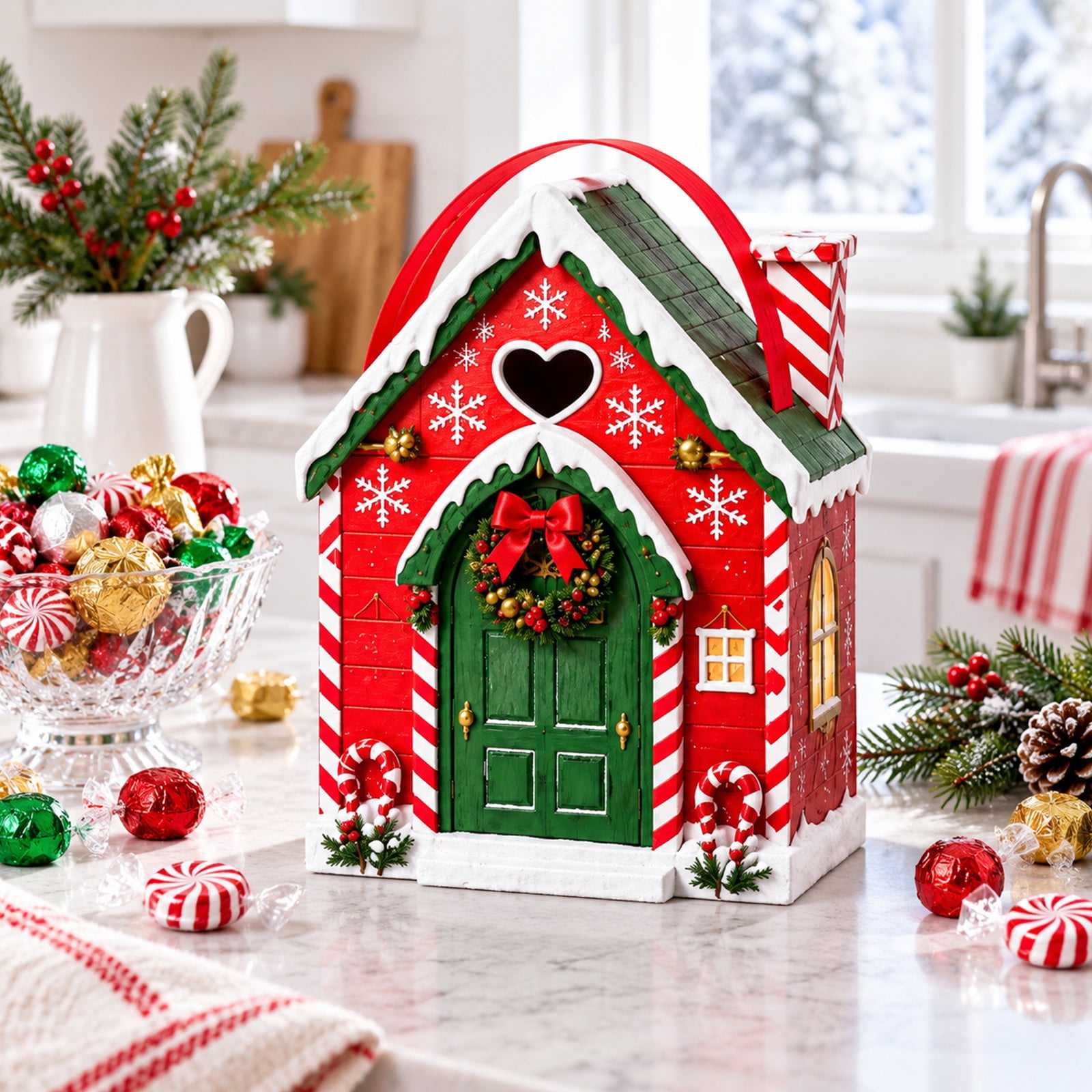 Christmas Candy Gift Box Holiday Party Favor Box Candy Treat Holder Small Gift Wrapping Box Christmas Party Supplies Holiday Gift Packaging Table Decoration Treat Container Gift Exchange