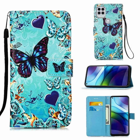 Dteck for Motorola Moto G Stylus 5G Case, Magnetic Closure Wallet PU Leather with Card Holder Stand 3D Painted Design Phone Case for Motorola Moto G Stylus 5G 2021 (Love Butterfly)