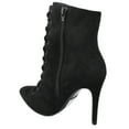 thumbnail image 3 of Delicious Women Ankle Boots Stiletto High Heels Lace Up Bootie Side Zipper Pointy Toe STAIN-S Black Suede 6.5, 3 of 3
