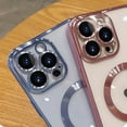 thumbnail image 4 of KOMI Magnetic Case for iPhone 15 Pro Case [Compatible with MagSafe] Full Camera Protection Clear Plating Luxury Cover for Women Men Soft TPU Bumper Drop Protective Phone Case (6.1"), Pink, 4 of 5