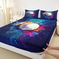 thumbnail image 4 of Castle Fairy Vibrant Baseball Queen Sheets 4 Pieces, Watercolor Splash Ball Queen Sheet Sets,1 Fitted Sheet, 1 Flat Sheet and 2 Pillowcases, 4 of 6