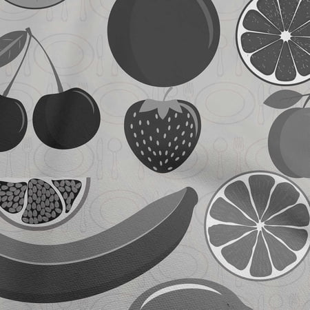 oneOone Viscose Chiffon Light Gray Fabric Fruits Sewing Craft Projects Fabric Prints By Yard 42 Inch Wide