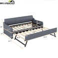 thumbnail image 5 of Bellemave Twin Size Upholstery Daybed with Adjustable Trundle and USB Charging Design,Wooden Twin Daybed Sofa Bed with Pop Up Trundle, Can be Flat or Erected(Gray), 5 of 12