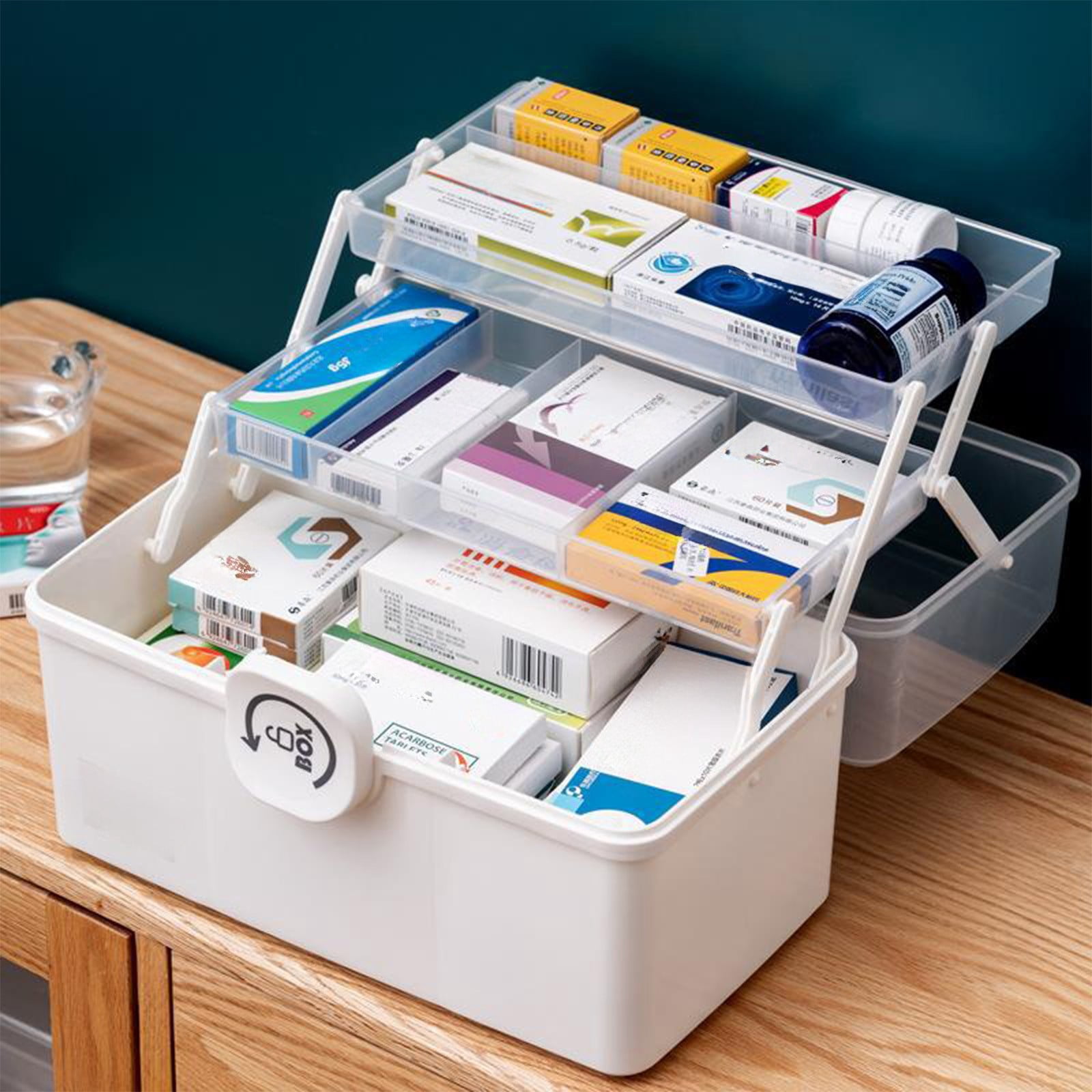 Fufafayo First Aid Kit For Home Use, Hand Held Emergency Box, Large Capacity Portable Organizer For Car Office Travel Camping
