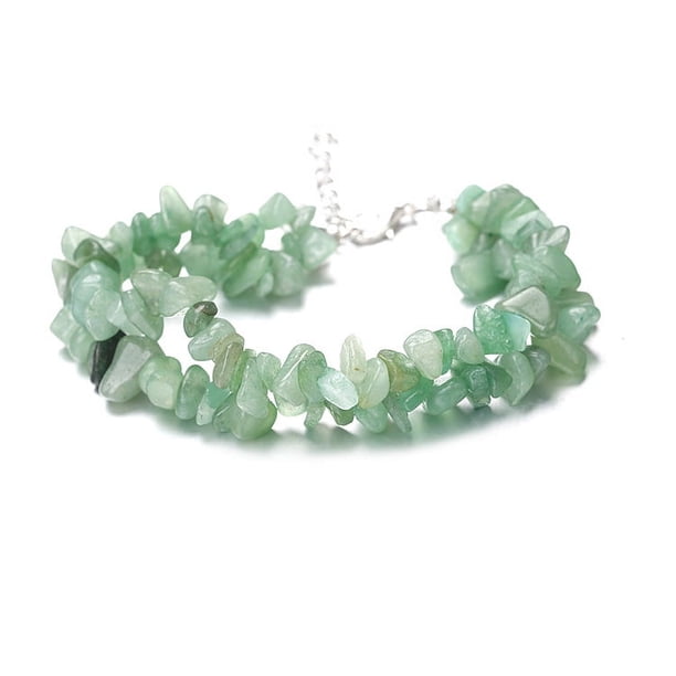 Nvzi Pulsera de cuentas hecha a mano, adecuada, pulsera de cristal de piedra natural de doble capa (verde)