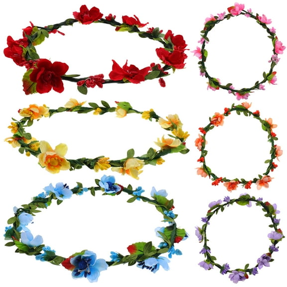 WSTEER 6Pcs Flower Crown Floral Wreath Headband Bridal Flower Hair Wreath for Wedding Party
