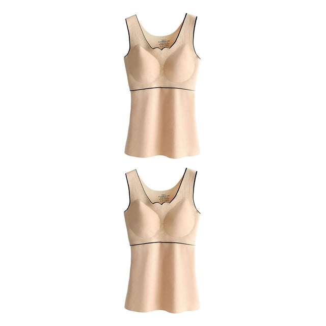 Minnieouse Ropa interior térmica de invierno para niña, Top grueso de alta elasticidad, chaleco básico informal, accesorio de ropa para Color de piel XL 2piezas