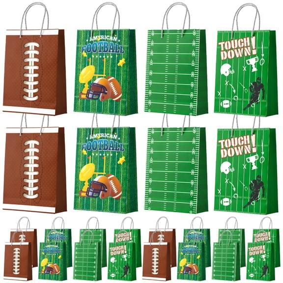 Football Gift Bags, 16 Pcs Football Goodie Candy Bags Favor Set for Football Party Decorations