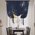 thumbnail image 3 of Navy Blue Tie Up Curtains 45 Inches Long, Kitchen Window Curtains Over Sink, Spring Flora Small Window Curtains Shade Balloon Curtains Valances for Bedroom/Cafe 34"x45", 3 of 8