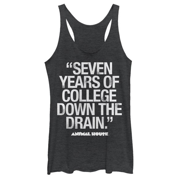 Women's Animal House Bluto 7 Years Quote  Racerback Tank Top Black Heather Large