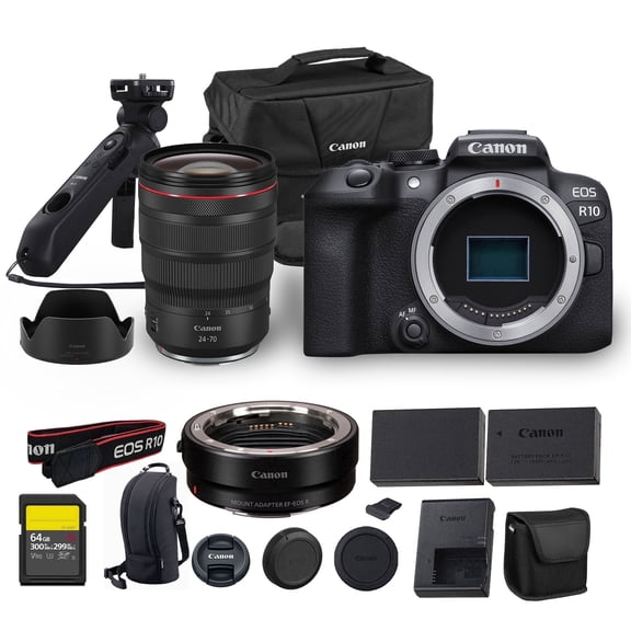 Canon EOS R10 Mirrorless Camera with RF 24-70mm Lens, 24.2MP APS-C Digital Camera, 4K Video Bundle with Adapter & Accessories (International Model)