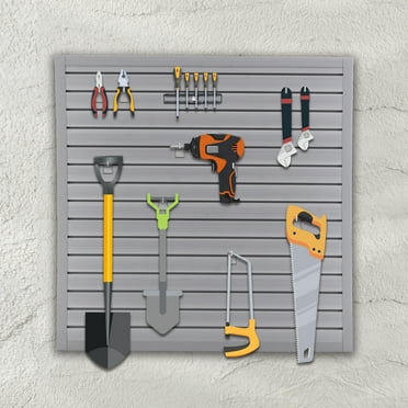 Premium PVC Slat Wall Panels, Garage & Home Organization System, 4ft x 4ft Modular Design, Easy Snap-On Installation, Grey Finish, 16 Sqft Storage Coverage