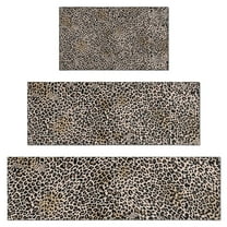 Black and Tan Leopard Print Kitchen Rugs Sets Of 3,Kitchen Runner Rugs Non Skid Washable,Decorative Kitchen Floor Mats for Kitchen,Sink,Laundry,17"x30" 17"x47" 17"x59"