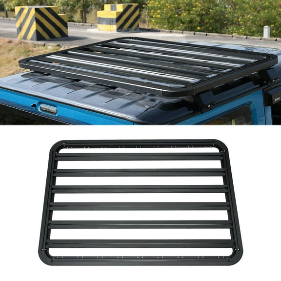 63*43 Direct Replacement Universal Cargo Carrier Aluminum Alloy Platform Flat Roof Rack Black