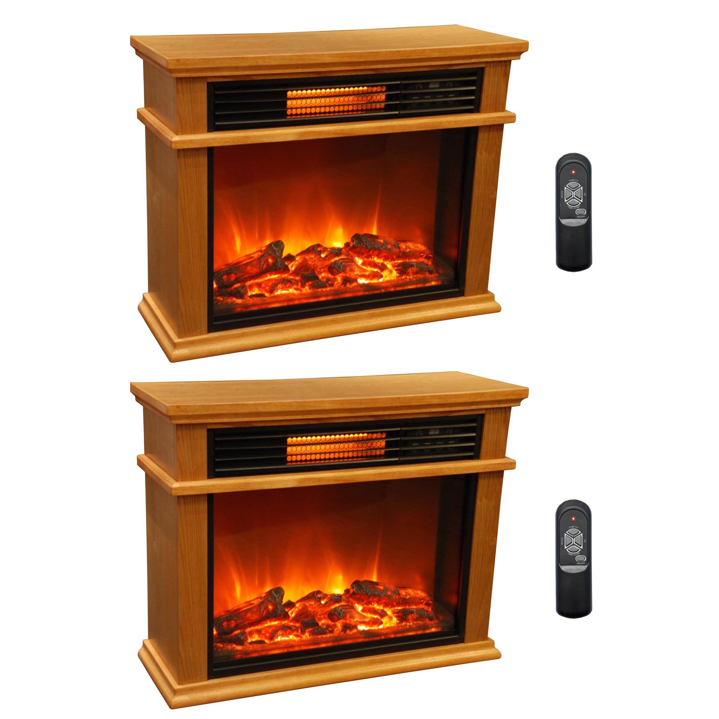 LifeSmart LifePro 3 Element Portable Electric Infrared Fireplace Heaters (Pair)
