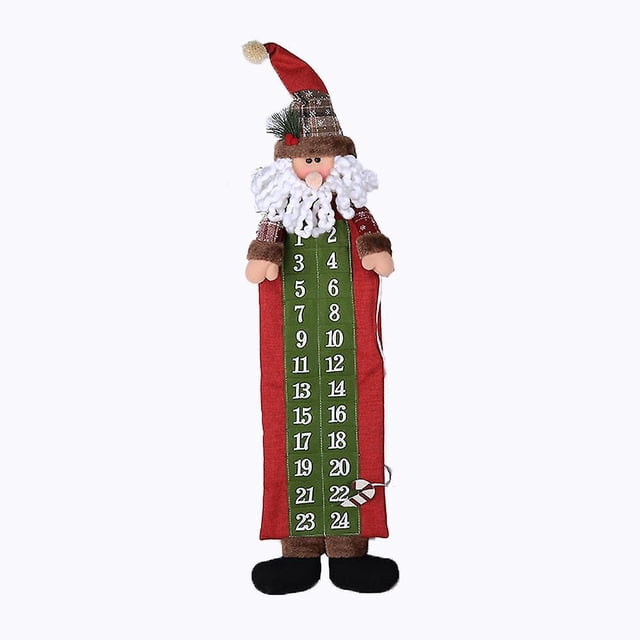 1 calendario navideño para niños con cuenta regresiva de Papá Noel, decoración de pared reutilizable con 24 bolsillos para llenar, adorno colgante para el hogar y el dormitorio
