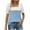 Light Blue, variant on Women's Square Neck Tops Striped Colorblock Trendy Casual Summer Ruffled Short Sleeve T-shirts Blouses (XL, Purple)