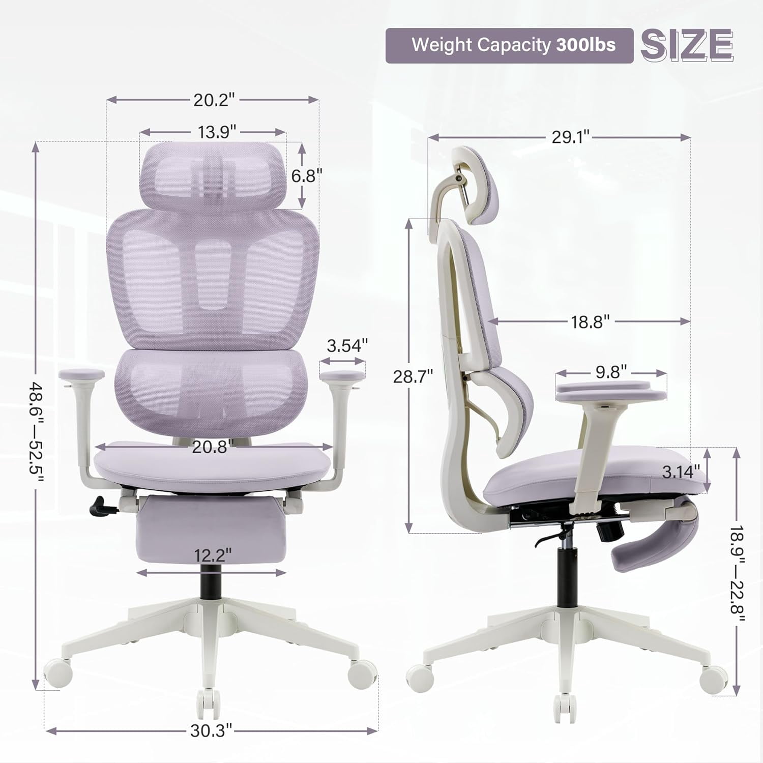 Ergonomic Office Chair with Foot Rest, High Back Computer Office Chair with Dynamic Lumbar Support, 2D Headrest, 4D Armrest, Sponge Seat, Mesh Home Office Desk Chair for Adults, Black