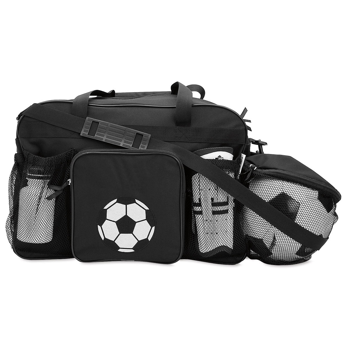 Current Soccer Sports Black Duffel Bag for Kids, 19" Ball & Water Bottle Compartments