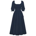 thumbnail image 3 of Vestido De Manga Farol Señoras una línea vestido elegante Chic plisado vestido Casual fiesta de noche vestidos largos Ygjytge Azul Marino M Azul Marino para Mujer, 3 of 9