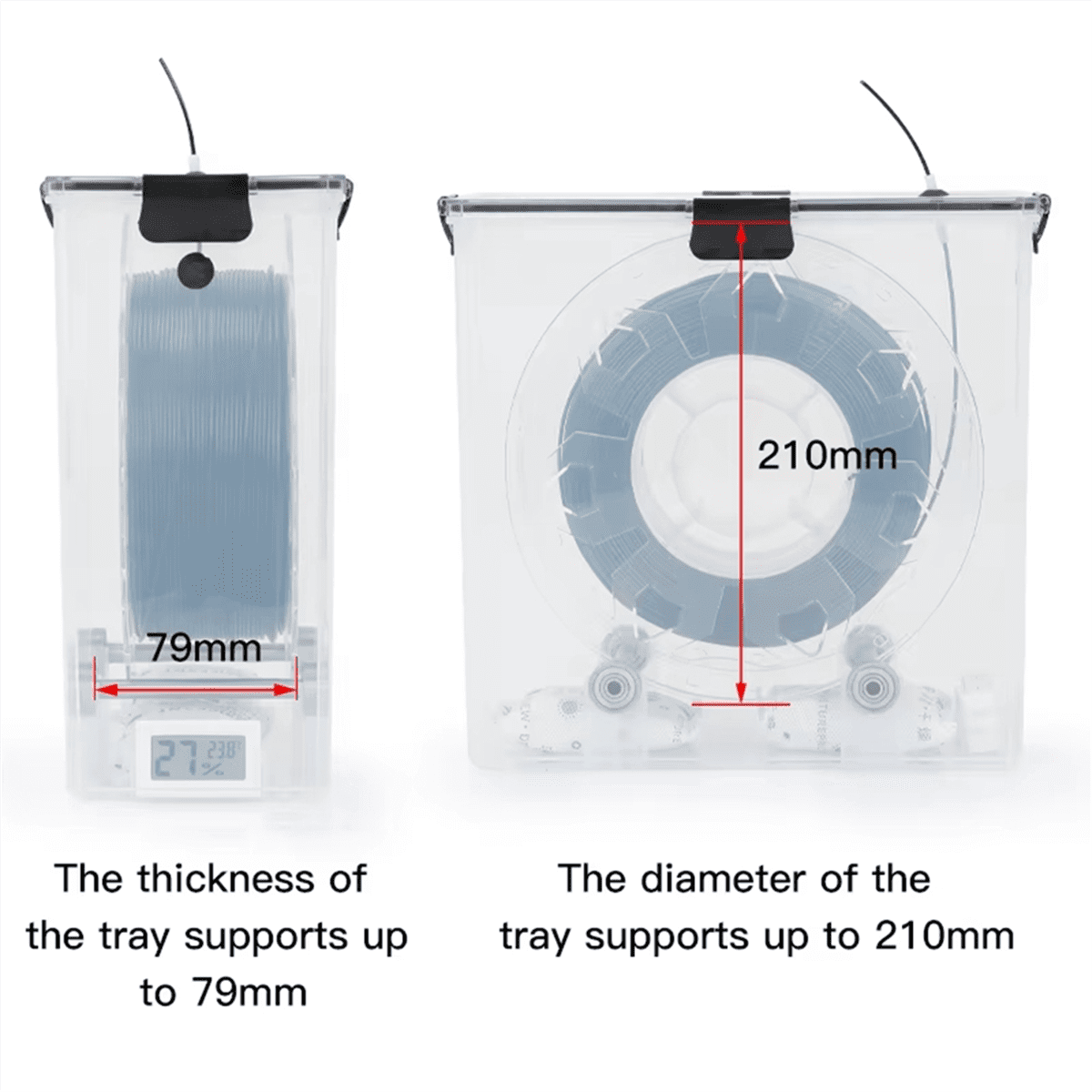 WM25 2Pcs 3D Printer Filament Dryer Box Airtight and Moisture- Real-Time Monitoring for 3D Pr