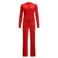 thumbnail image 6 of vigerkar Tracksuit Womens Two Piece Lounge Set Long Sleeve Zip up Hooded Jacket Wide Leg Pants Y2k Sweatsuit Set (Red, M), 6 of 6