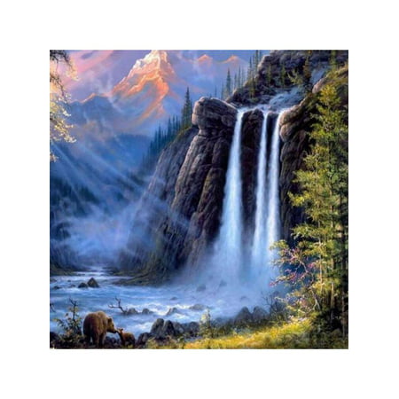 VICOODA Oil Painting DIY Natural Landscape Canvas Painting by Numbers Face Painting Kits for Adults and Kids Beginners with Brush Acrylic Pigment Wall Home Decor Crafts (40 *