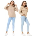 thumbnail image 6 of Taigaofy Women's Half Zip Sweaters Casual Long Sleeve V-Neck Collar Ribbed Knitted Slouchy Pullover Tops Khaki S, 6 of 7