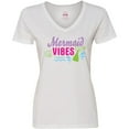 thumbnail image 3 of Inktastic Mermaid Vibes with Tail and Seashell Women's V-Neck T-Shirt, 3 of 5