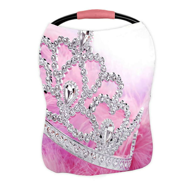 Eczjnt Little Girls Shiny Tiara With Pink Purple Feathery Nursing Cover Baby Tfeeding Infant Feeding Car Seat Com - Baby Girl Car Seat Covers Glitter