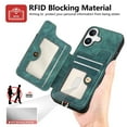 thumbnail image 4 of Dteck for iPhone 16 Case Wallet with Card Holder,Ring Stand,RFID-Blocking PU Leather Protective Magnetic Flip Cover with Wrist Strap for iPhone 16 6.1",Green, 4 of 10