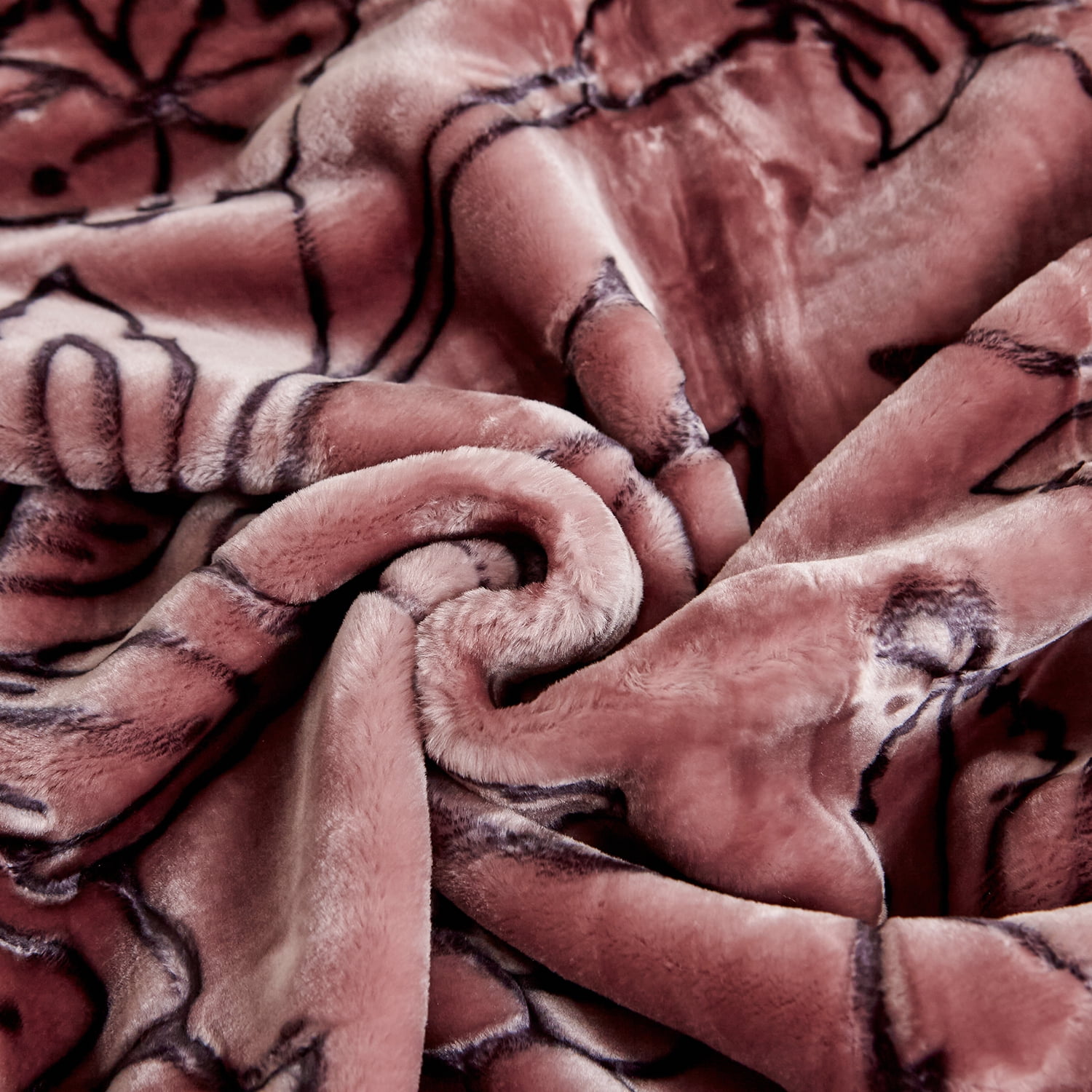 Heavy Thick Fleece Blanket King Size, 10.5lbs,2 Ply A & B Pattern Silky Soft Warm Reversible Raschel Winter Blanket, Minky Soft Plush Blanket for Sofa Bed, 87"x94", Red Bean Paste Floral
