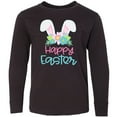thumbnail image 3 of Inktastic Happy Easter with Bunny Ears and Flowers Long Sleeve Youth T-Shirt, 3 of 5