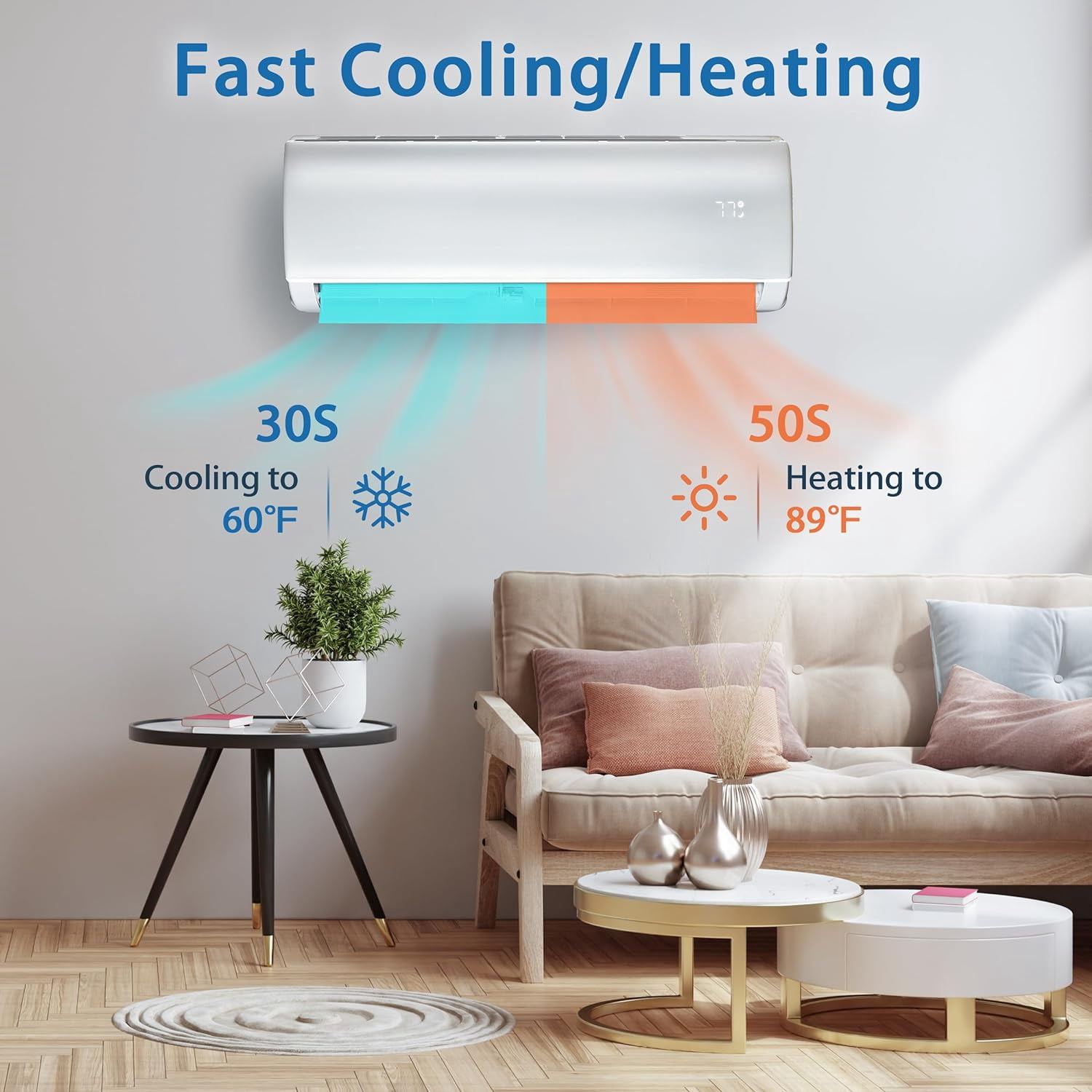 ICEELF 9000 BTU Mini Split Air Conditioner, Air Conditioner and Heat Pump 19 SEER, Cools up to 450 Sq.Ft, 115V Wifi Enabled Air Conditioner & Heater Ductless Inverter System (115v/19 SEER - WIFI)