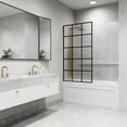thumbnail image 3 of VIGO Mosaic 34 in. W x 62 in. H Framed Fixed Tub Screen Door in Matte Black with 3/8 in. (10mm) Fluted Glass, 3 of 12
