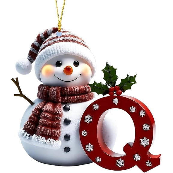 Horivan 1 Packs Snowman Letter Ornaments Personalized Christmas Decorations Waterproof Acrylic Hanging Pendants for Tree Home Party Holiday Gift